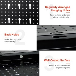 Seinään kiinnitettävä metallinen työkalutaulu musta-punainen