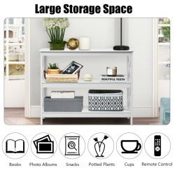 Valkoinen teollinen 3-tasoinen konsolipöytä säilytyshyllyllä