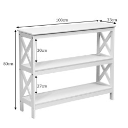 Valkoinen teollinen 3-tasoinen konsolipöytä säilytyshyllyllä