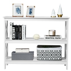 Valkoinen teollinen 3-tasoinen konsolipöytä säilytyshyllyllä