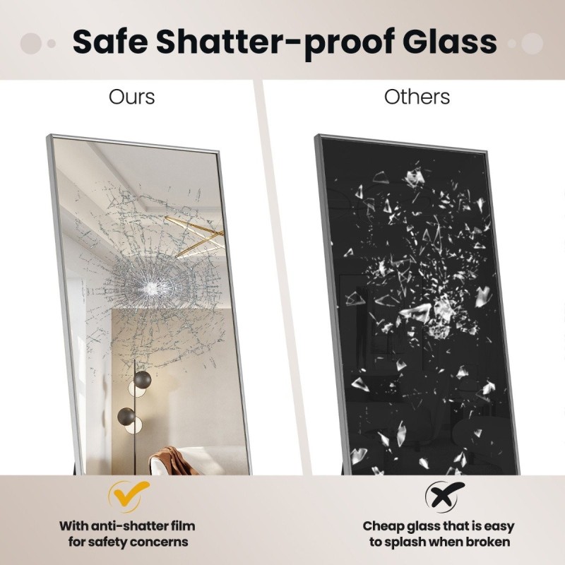 Hopeapeili koko kehon heijastuksella ja sirpaloitumattomalla lasilla