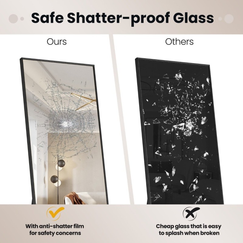 Kokopeili sirpaloitumattomalla lasilla ja alumiinikehyksellä musta