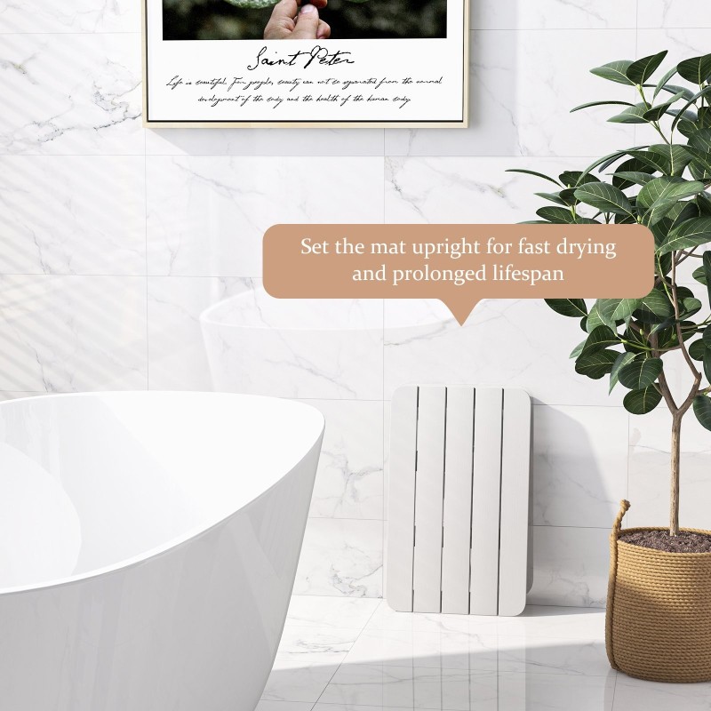 Liukumaton valkoinen kylpymatto HIPS-materiaalista 55x34 cm