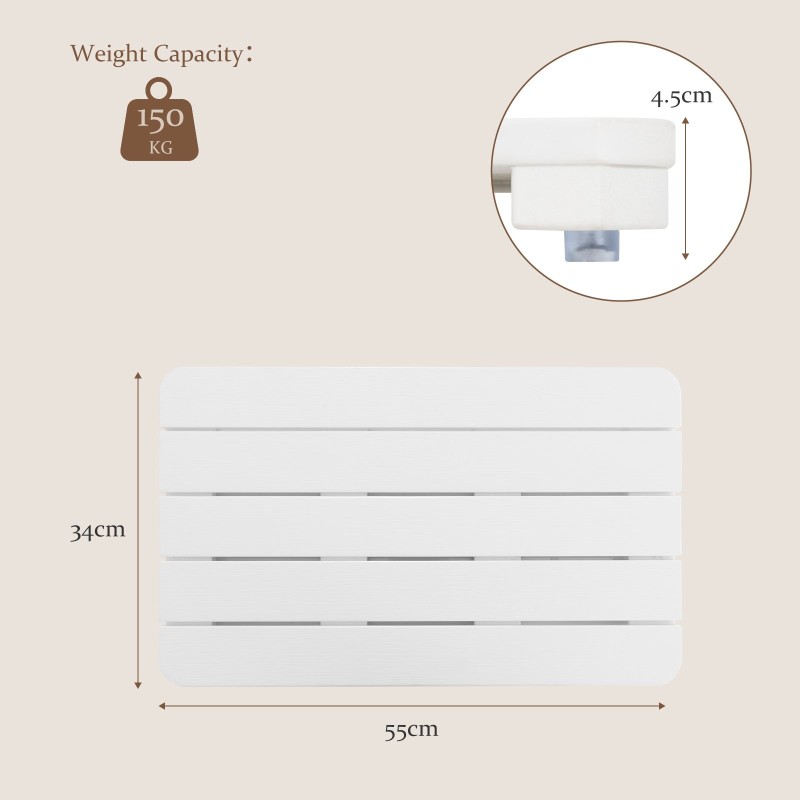 Liukumaton valkoinen kylpymatto HIPS-materiaalista 55x34 cm