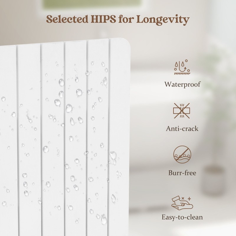 Liukumaton valkoinen kylpymatto HIPS-materiaalista 55x34 cm