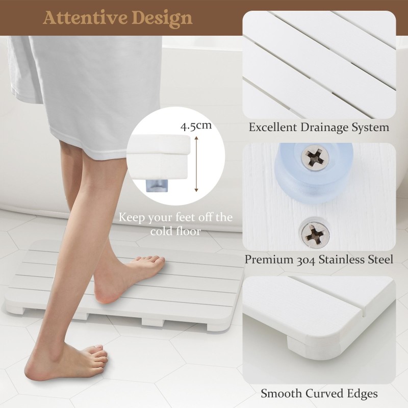 Liukumaton valkoinen kylpymatto HIPS-materiaalista 55x34 cm