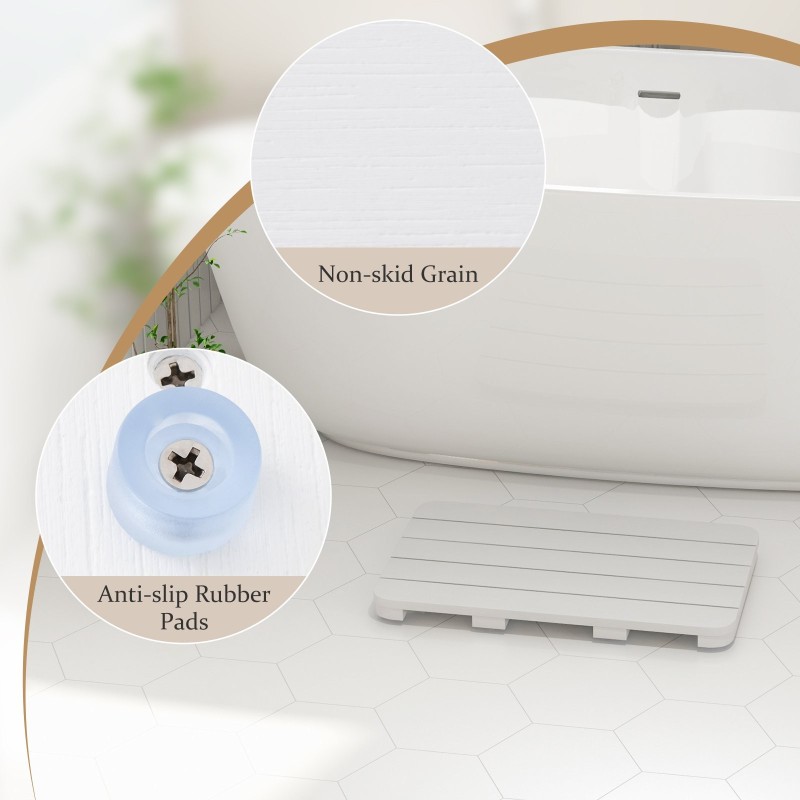 Liukumaton valkoinen kylpymatto HIPS-materiaalista 55x34 cm