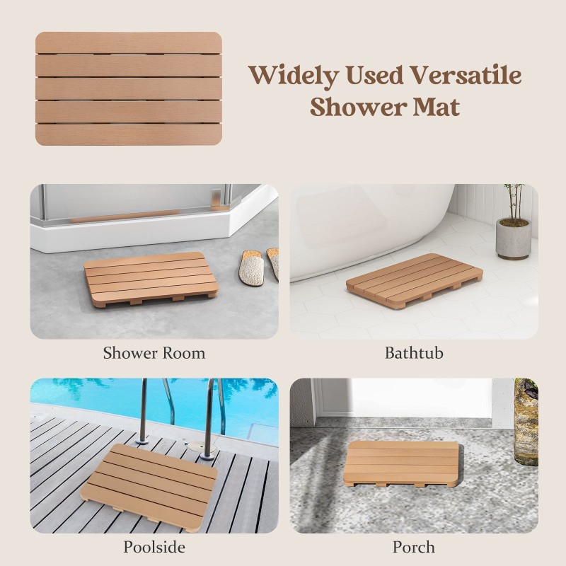 Liukumaton ruskea kylpymatto suihkuun, HIPS-materiaali 55x34 cm