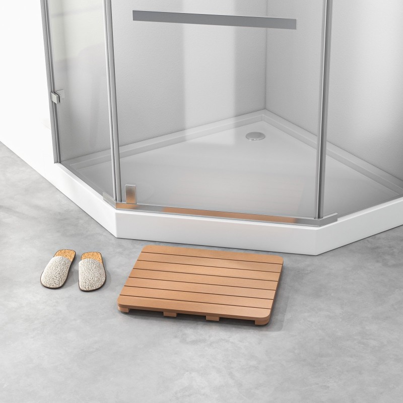 Liukumaton ruskea suihkumatto HIPS-materiaalista 60x48 cm