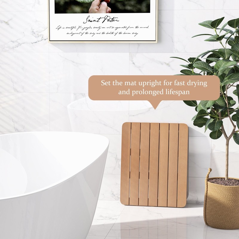 Liukumaton ruskea suihkumatto HIPS-materiaalista 60x48 cm