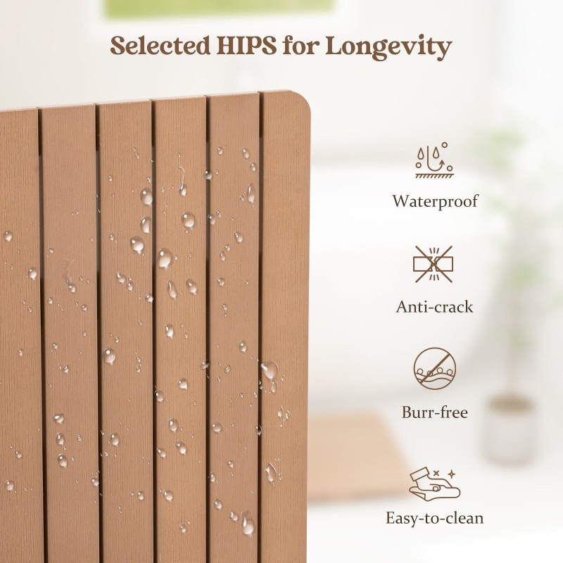 Liukumaton ruskea suihkumatto HIPS-materiaalista 60x48 cm