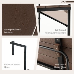 Taitettava parvekepöytä säädettävällä korkeudella ulkokäyttöön ruskea