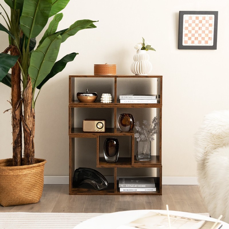 Kolmiosainen muunneltava TV-taso 65" televisioille, rustiikkinen ruskea