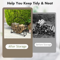 Kestävä musta kaminapuiden säilytysteline sisä- ja ulkokäyttöön