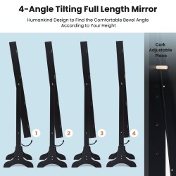 Vapaasti seisova musta korukaappi kokovartalopeilillä ja laatikoilla