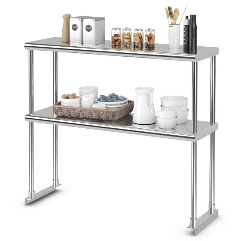 Ruostumaton teräs kaksitasoinen hylly hopea 92x30 cm Ruostumaton teräs kaksitasoinen hylly hopea 92x30 cm