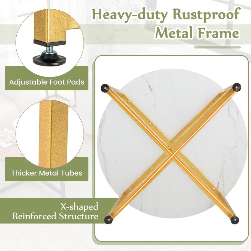 Kolmen osan valkoinen sohvapöytäsarja metallirungolla