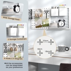 Monikäyttöinen valkoinen pegboard-järjestelmä säilytykseen ja organisointiin Monikäyttöinen valkoinen pegboard-järjestelmä säilytykseen ja organisointiin