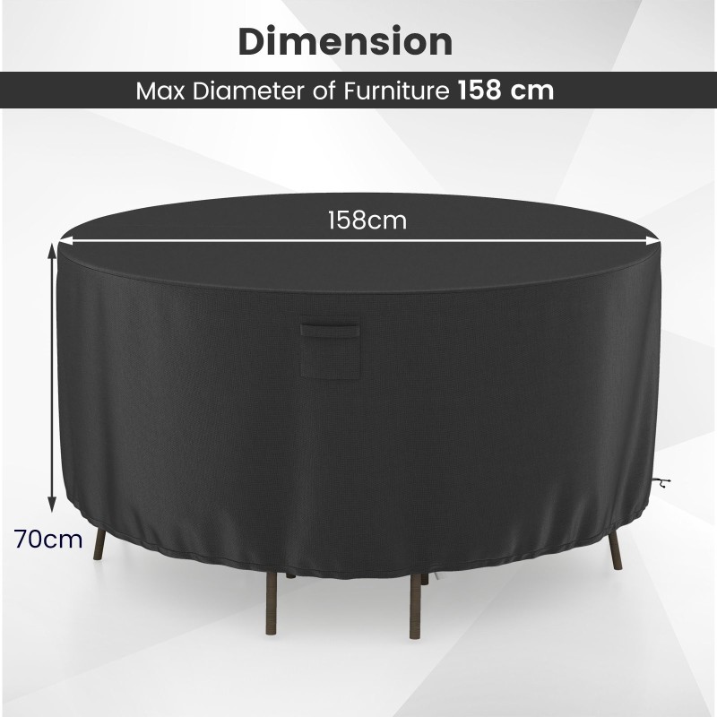 Pyöreä musta kalustesuojus ulkokäyttöön, säänkestävä ja kestävä