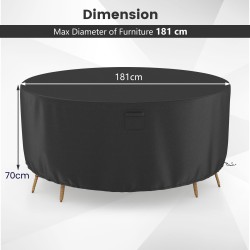 Pyöreä musta patiohuonekalujen suojus 158/181/213 cm