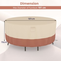 Pyöreä beige patiohuonekalujen suojus, säänkestävä ja kestävä