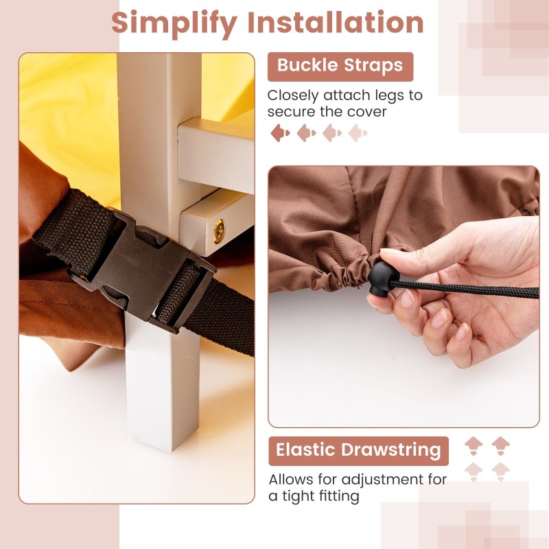 Pyöreä beige patiohuonekalujen suojus, säänkestävä ja kestävä