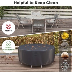Pyöreä musta patiohuonekalujen suojus, säänkestävä ja kestävä