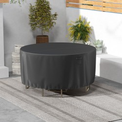 Pyöreä musta patiohuonekalujen suojus, säänkestävä ja kestävä