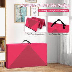 Taitettava 240cm PU-nahkainen voimistelumatto, ruusu, kannettava ja kestävä