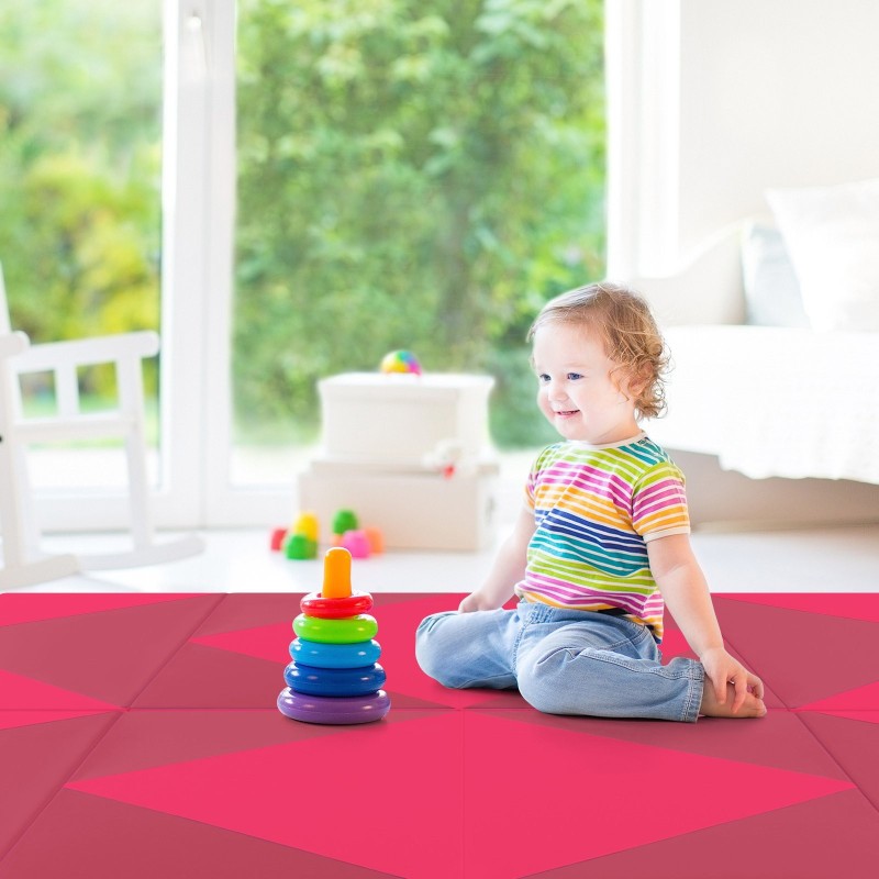 Taitettava 240cm PU-nahkainen voimistelumatto, ruusu, kannettava ja kestävä