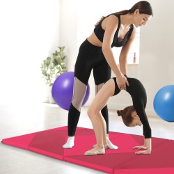 Taitettava 240cm PU-nahkainen voimistelumatto, ruusu, kannettava ja kestävä