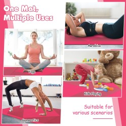 Taitettava 240cm PU-nahkainen voimistelumatto, ruusu, kannettava ja kestävä