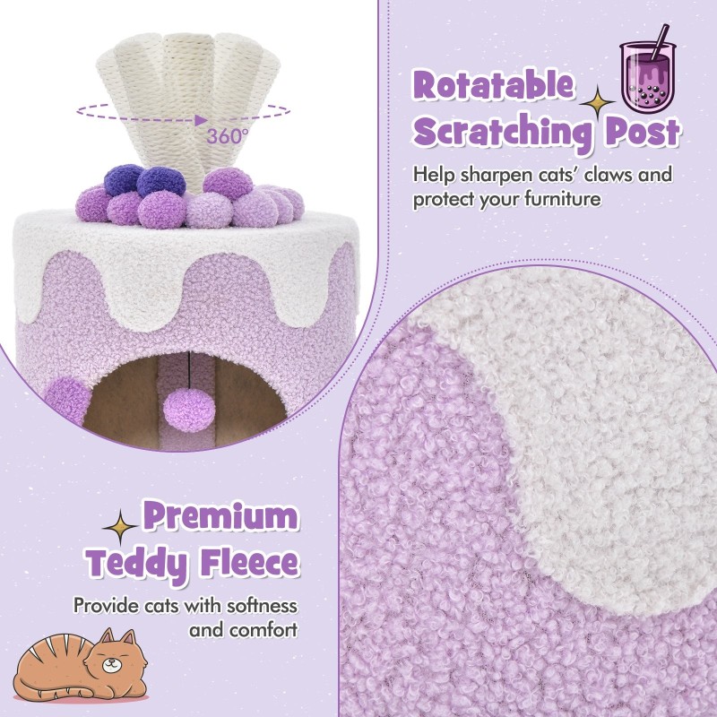 Maitotee kissapuu raapimistolpalla - lila