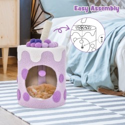 Maitotee kissapuu raapimistolpalla - lila