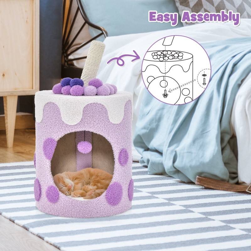 Maitotee kissapuu raapimistolpalla - lila