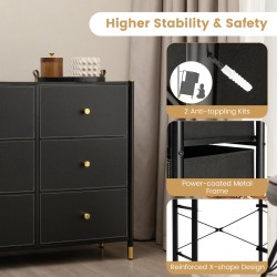 Musta kangaslipasto makuuhuoneeseen, 3-tasoinen metallirungolla