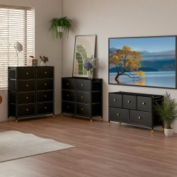 Musta kangaslipasto makuuhuoneeseen, 3-tasoinen metallirungolla