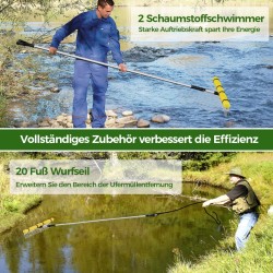 Kelluva alumiininen järviharava säädettävällä varrella hopea