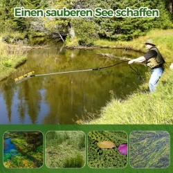 Kelluva alumiininen järviharava säädettävällä varrella hopea