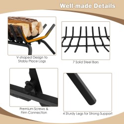 Ulkotakka halkoteline 7 terästangolla musta