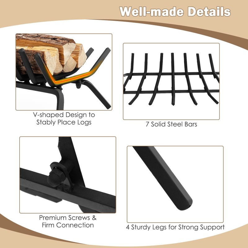 Ulkotakka halkoteline 7 terästangolla musta