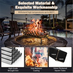 Ulkotakka halkoteline 7 terästangolla musta