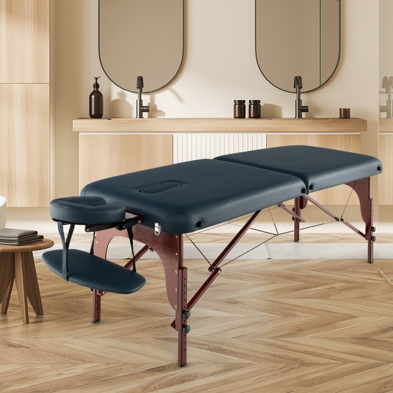 Taitettava hierontapöytä kantolaukulla, säädettävä, sininen