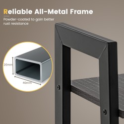 Ruskea 4-tasoinen teollinen kirjahylly metallirungolla