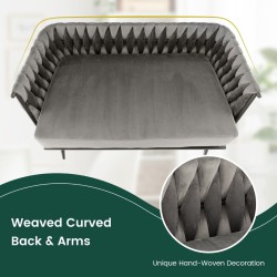 Moderni harmaa kudottu 2-istuttava samettisohva