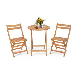 Kolmen osan taitettava akaasiapuu bistrosetti ulkokäyttöön