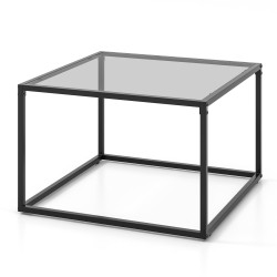 Moderni harmaa neliönmuotoinen sohvapöytä metallirungolla 70 cm