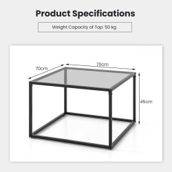 Moderni harmaa neliönmuotoinen sohvapöytä metallirungolla 70 cm Moderni harmaa neliönmuotoinen sohvapöytä metallirungolla 70 cm