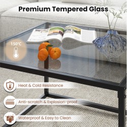 Moderni harmaa neliönmuotoinen sohvapöytä metallirungolla 70 cm Moderni harmaa neliönmuotoinen sohvapöytä metallirungolla 70 cm