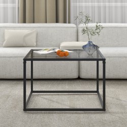 Moderni harmaa neliönmuotoinen sohvapöytä metallirungolla 70 cm Moderni harmaa neliönmuotoinen sohvapöytä metallirungolla 70 cm